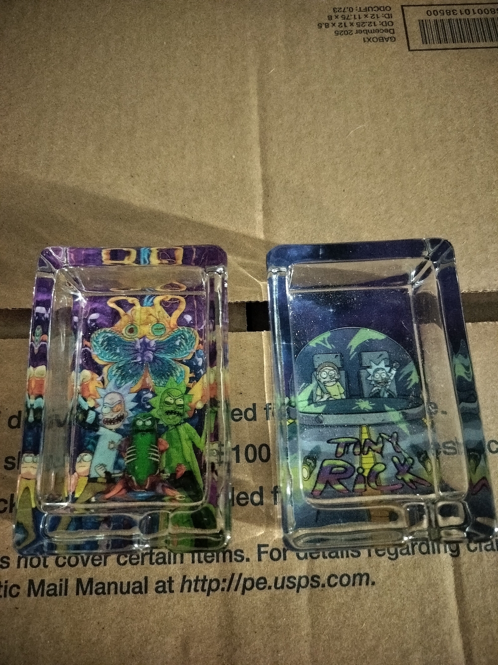 Clear Glass Ashtray with Colorful Rick and Morty Artwork - Multicolor